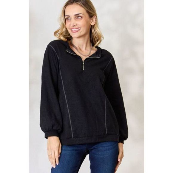 BiBi Checkered Spliced Long Sleeve Top